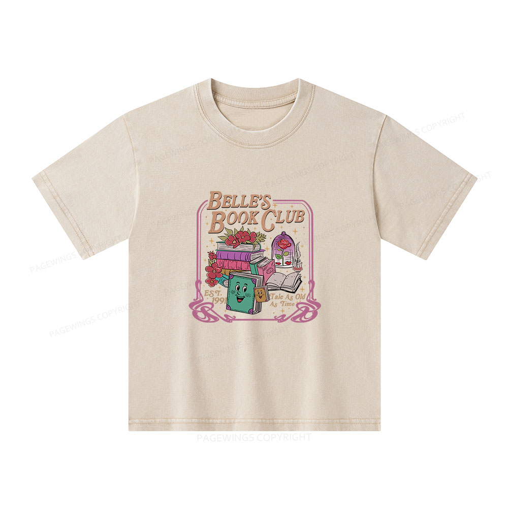 Pagewings Belle's Book Club Unisex Kids Washed T-shirt