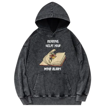 Pagewings Personalised Vintage Reading Book Wild Flowers Unisex Washed Hoodie
