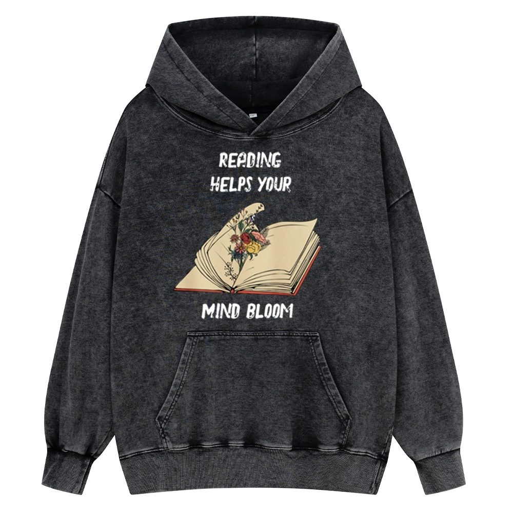 Pagewings Personalised Vintage Reading Book Wild Flowers Unisex Washed Hoodie