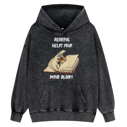 Pagewings Personalised Vintage Reading Book Wild Flowers Unisex Washed Hoodie