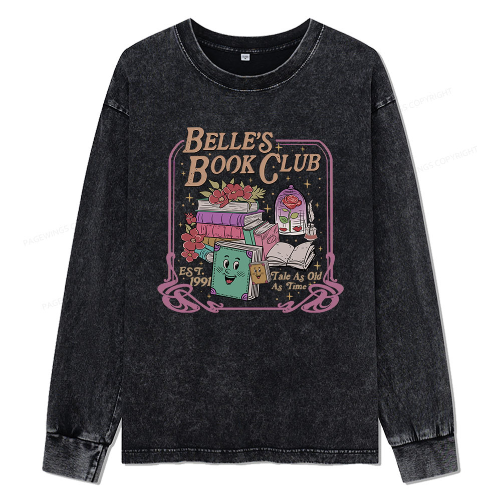 Pagewings Belle's Book Club Unisex Washed Long Sleeve T-shirt