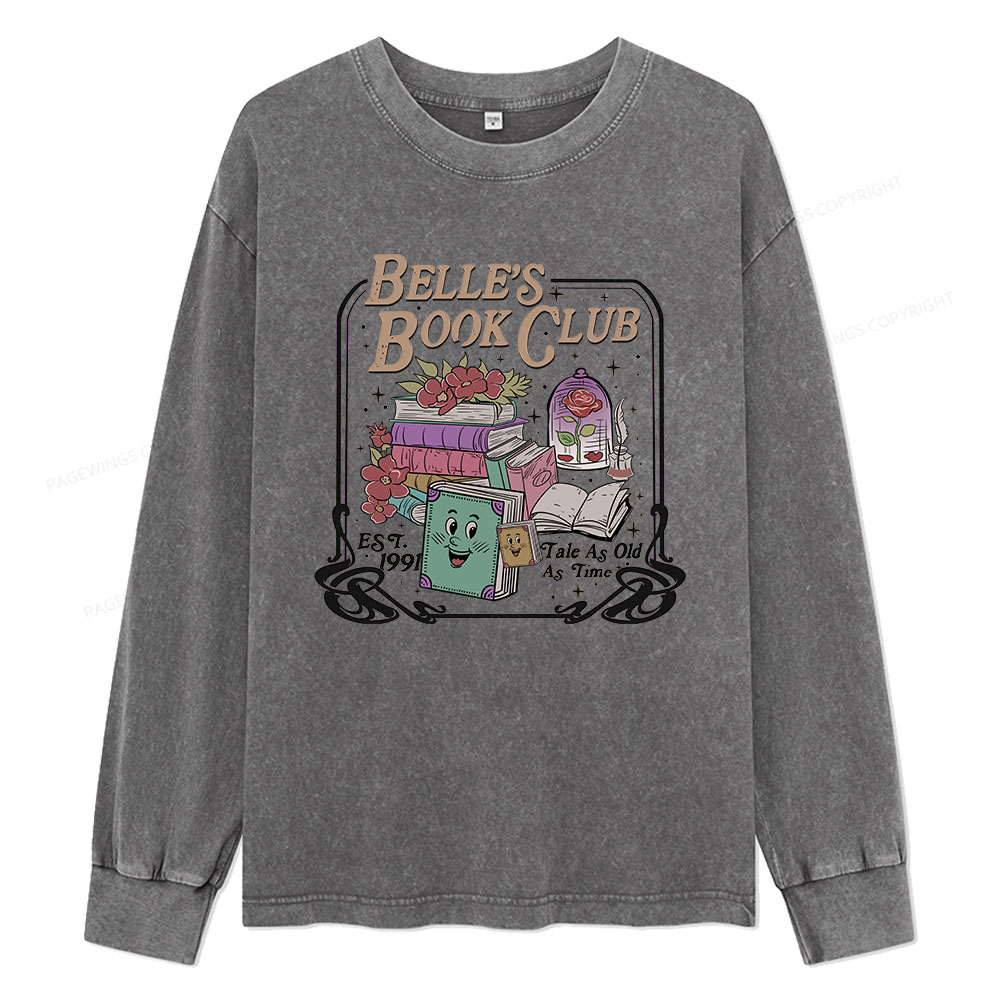 Pagewings Belle's Book Club Unisex Washed Long Sleeve T-shirt