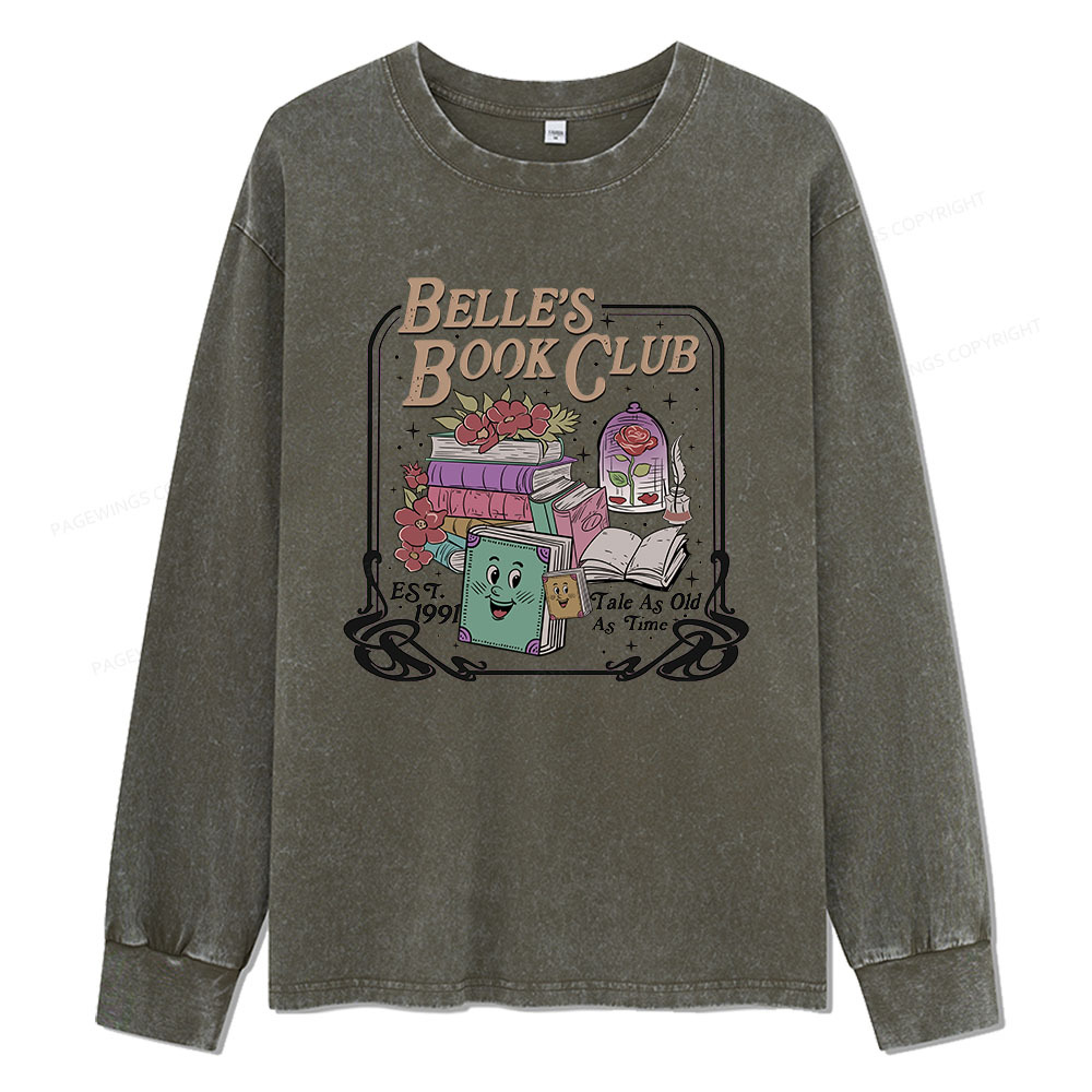 Pagewings Belle's Book Club Unisex Washed Long Sleeve T-shirt