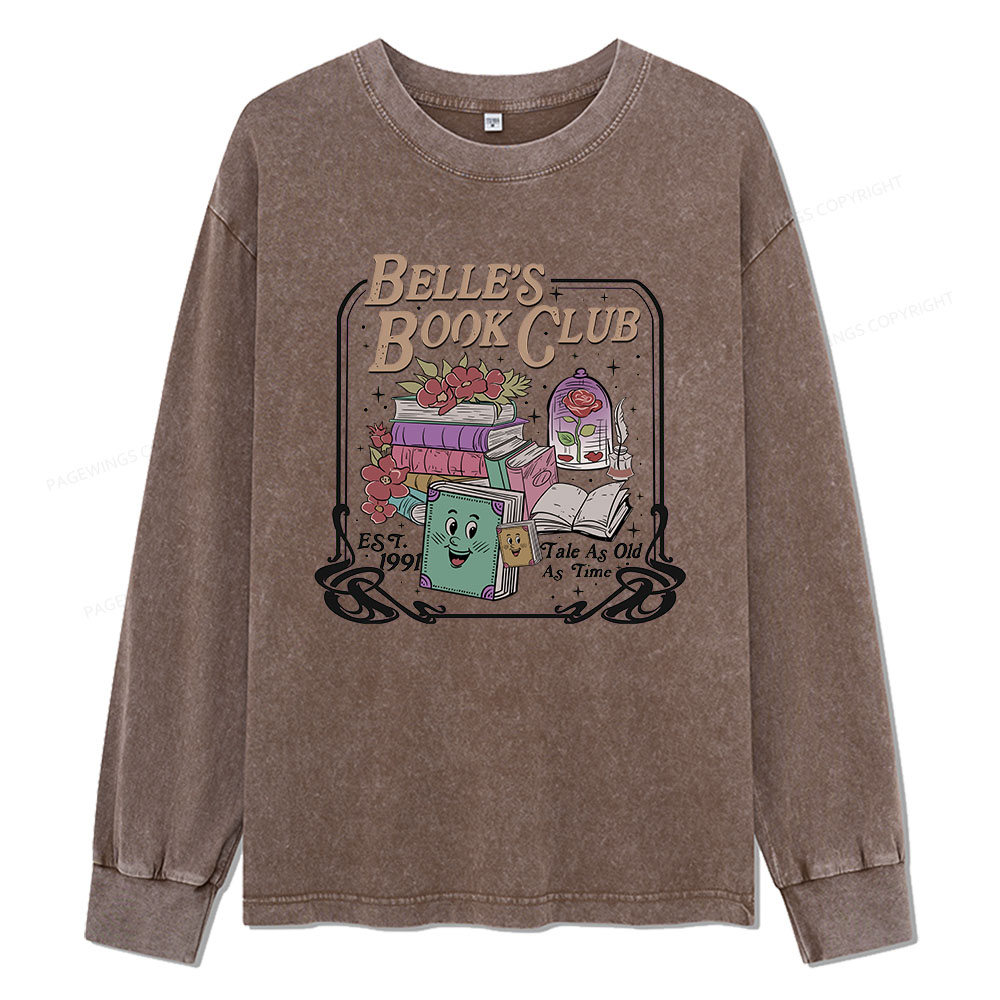 Pagewings Belle's Book Club Unisex Washed Long Sleeve T-shirt