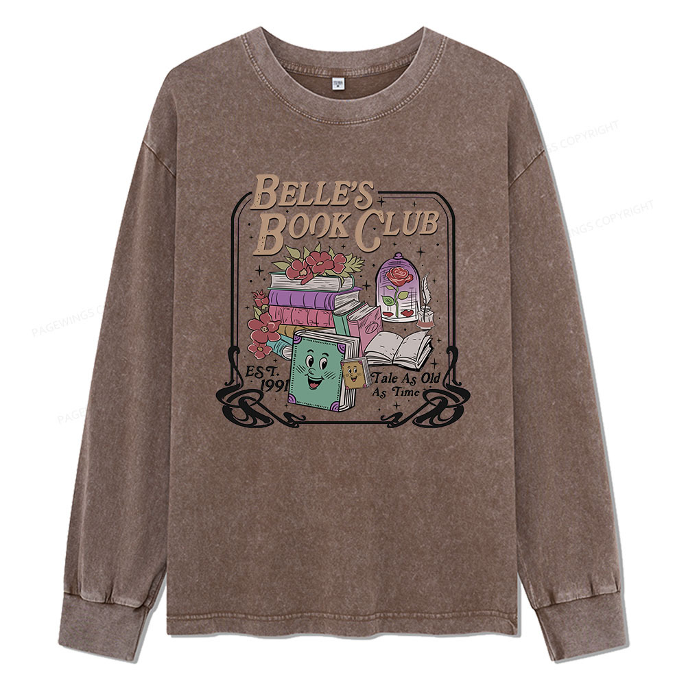 Pagewings Belle's Book Club Unisex Washed Long Sleeve T-shirt
