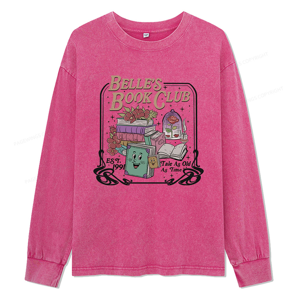 Pagewings Belle's Book Club Unisex Washed Long Sleeve T-shirt