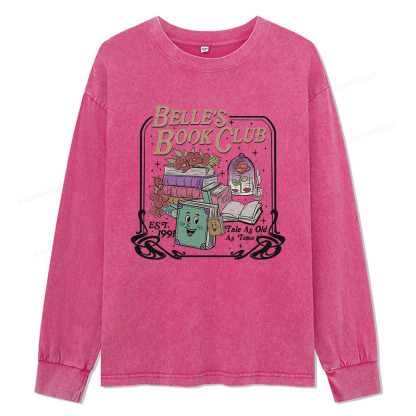 Pagewings Belle's Book Club Unisex Washed Long Sleeve T-shirt