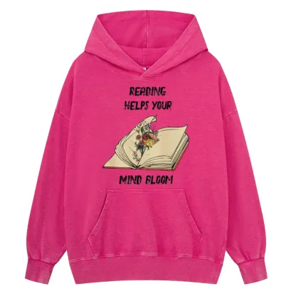 Pagewings Personalised Vintage Reading Book Wild Flowers Unisex Washed Hoodie