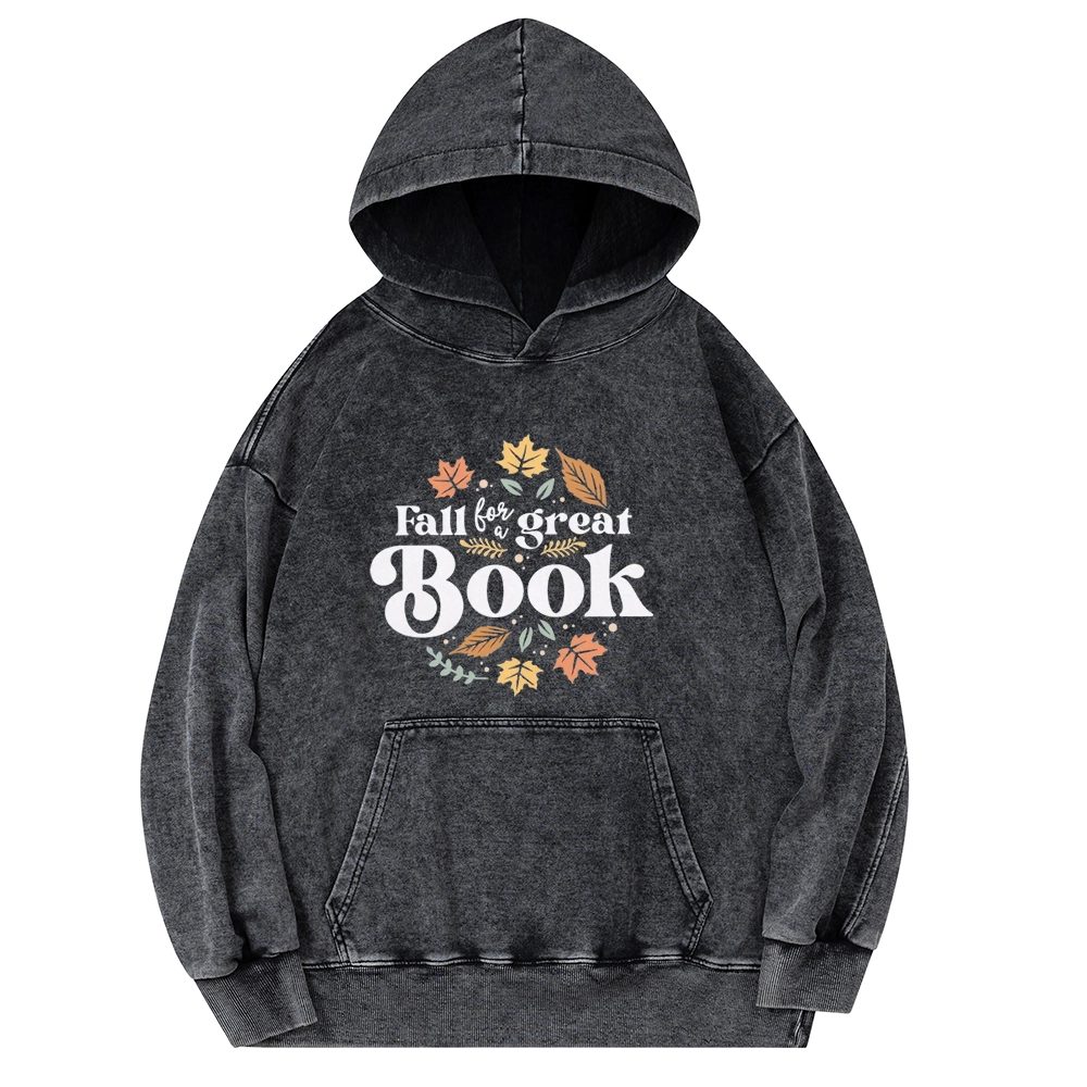 Pagewings Thanksgiving Fall For A Great Book Unisex Washed Hoodie
