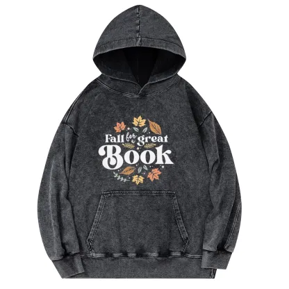 Pagewings Thanksgiving Fall For A Great Book Unisex Washed Hoodie