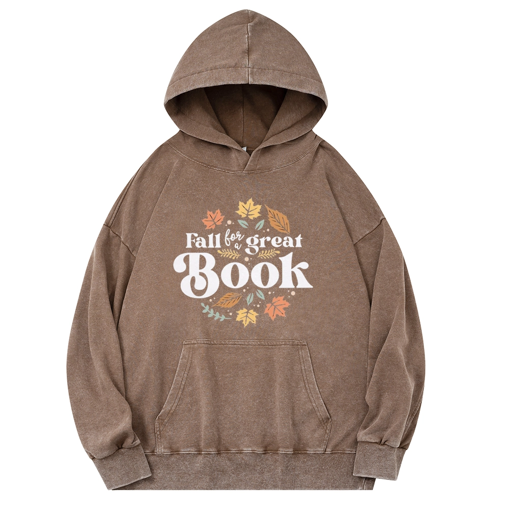 Pagewings Thanksgiving Fall For A Great Book Unisex Washed Hoodie