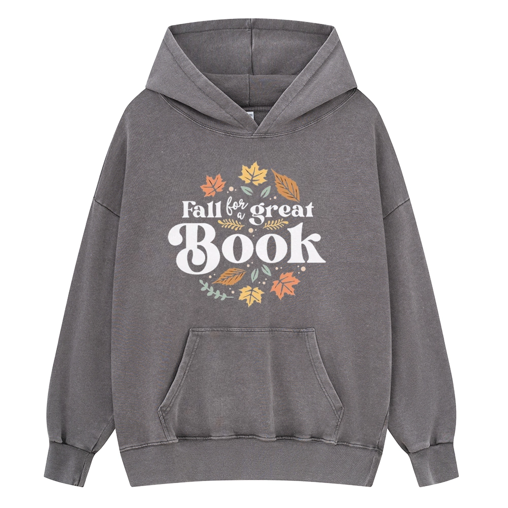 Pagewings Thanksgiving Fall For A Great Book Unisex Washed Hoodie