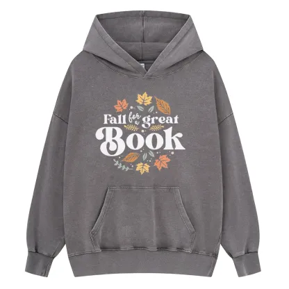 Pagewings Thanksgiving Fall For A Great Book Unisex Washed Hoodie
