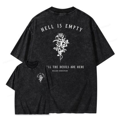 Pagewings Hell Is Empty And All The Devils Are Here Unisex Washed T-shirt