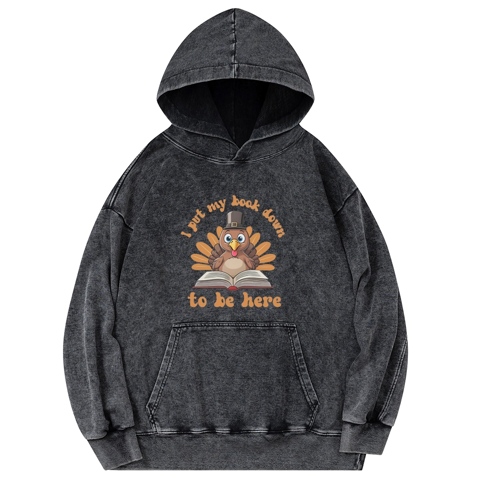 Pagewings Funny Thanksgiving Book Unisex Washed Hoodie