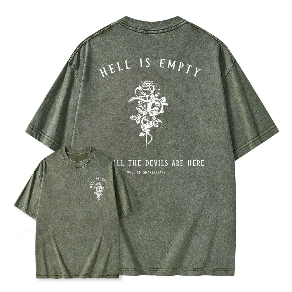 Pagewings Hell Is Empty And All The Devils Are Here Unisex Washed T-shirt