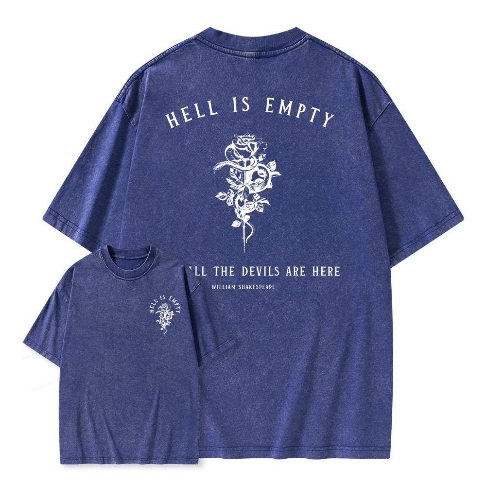 Pagewings Hell Is Empty And All The Devils Are Here Unisex Washed T-shirt