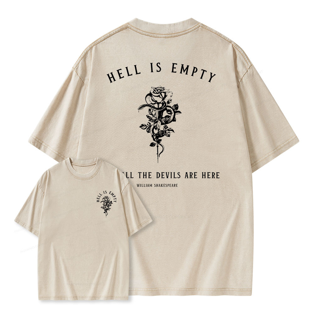 Pagewings Hell Is Empty And All The Devils Are Here Unisex Washed T-shirt