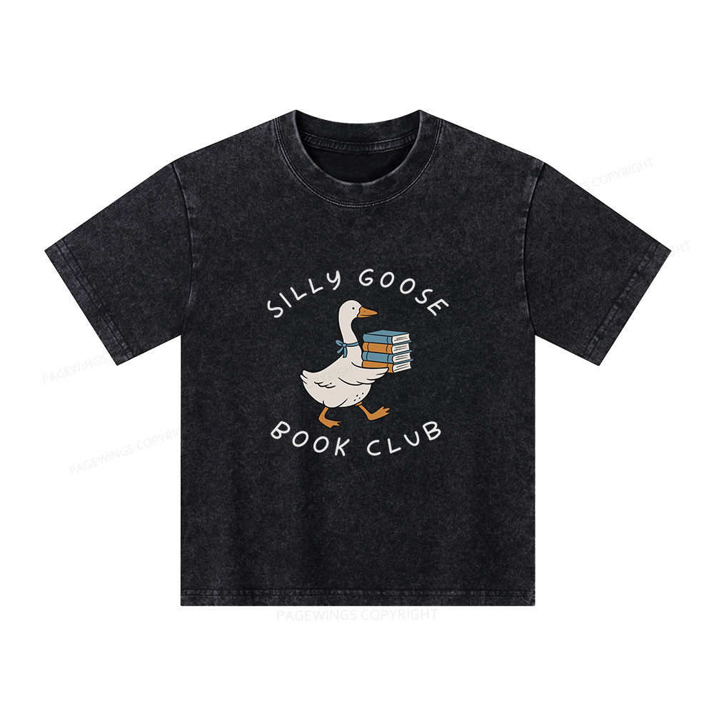 Pagewings Silly Goose Book Club Unisex Kids Washed T-shirt