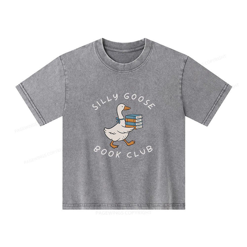 Pagewings Silly Goose Book Club Unisex Kids Washed T-shirt
