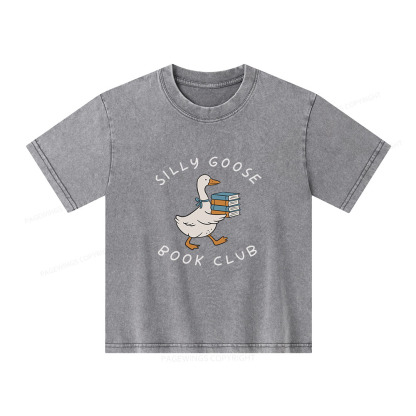 Pagewings Silly Goose Book Club Unisex Kids Washed T-shirt