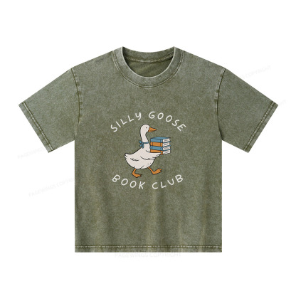 Pagewings Silly Goose Book Club Unisex Kids Washed T-shirt
