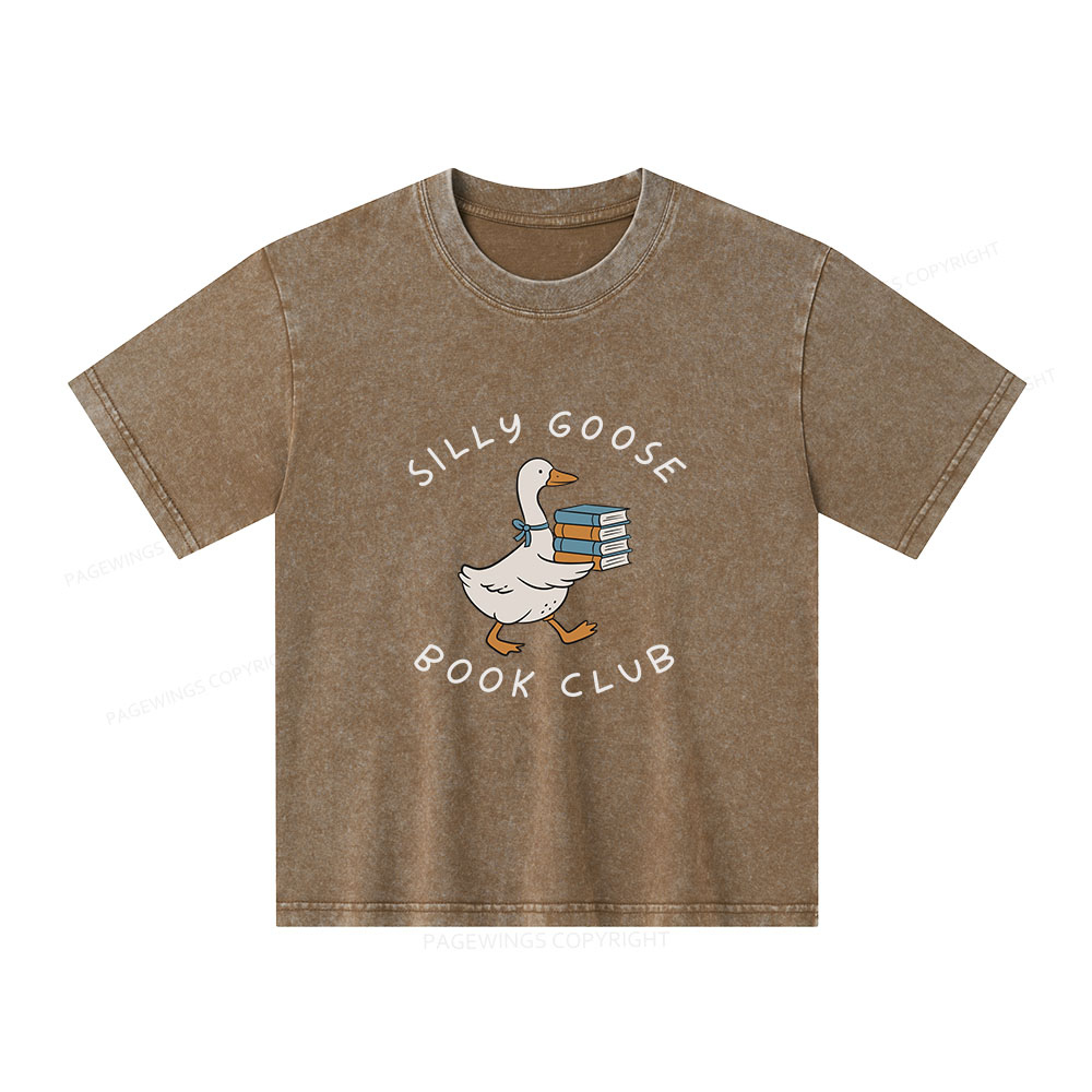 Pagewings Silly Goose Book Club Unisex Kids Washed T-shirt