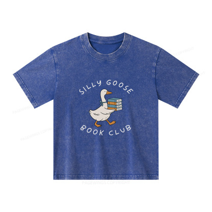Pagewings Silly Goose Book Club Unisex Kids Washed T-shirt