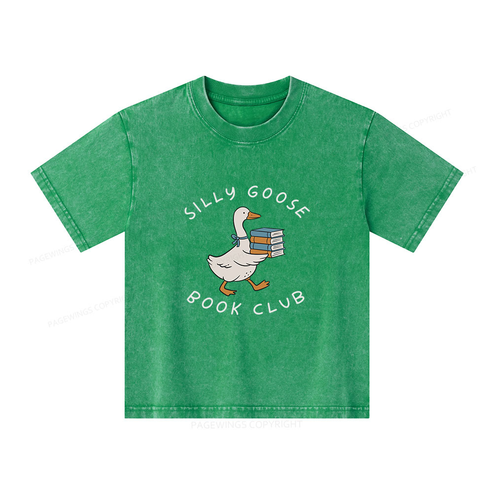 Pagewings Silly Goose Book Club Unisex Kids Washed T-shirt
