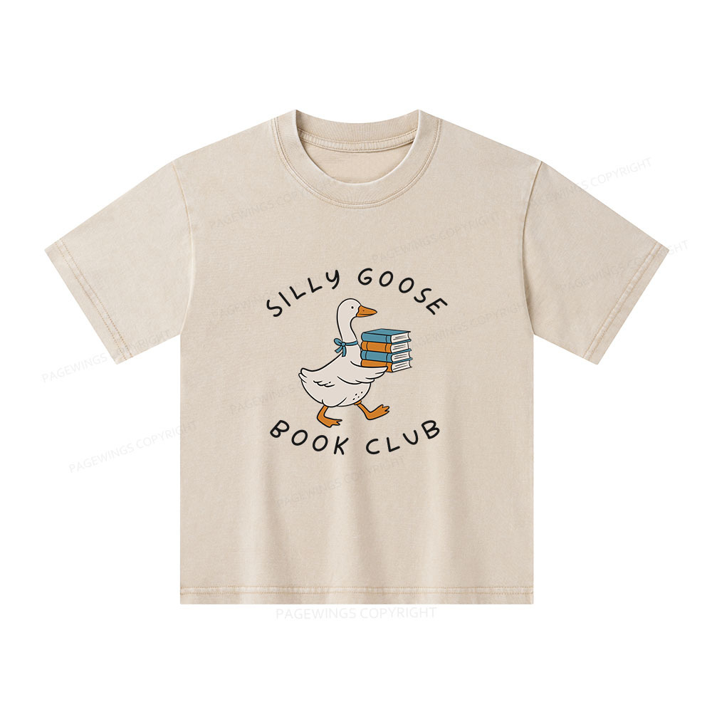 Pagewings Silly Goose Book Club Unisex Kids Washed T-shirt