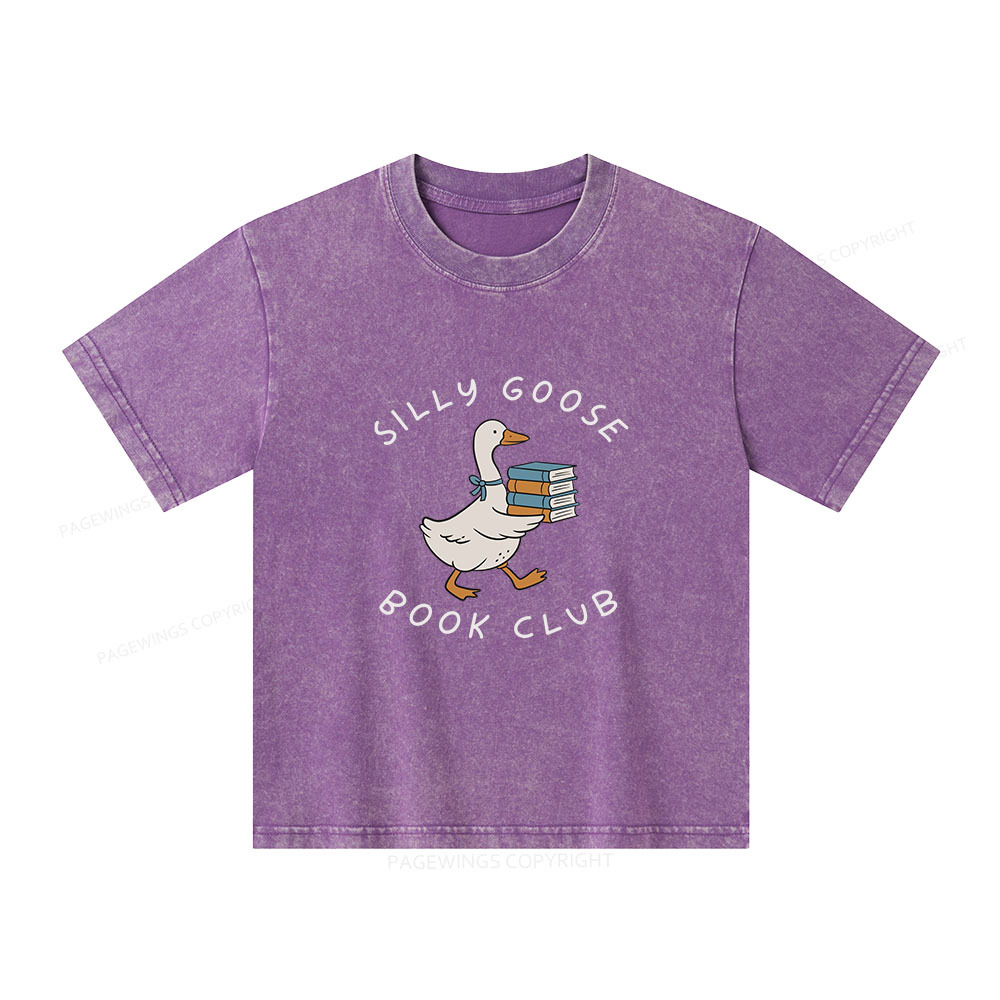 Pagewings Silly Goose Book Club Unisex Kids Washed T-shirt