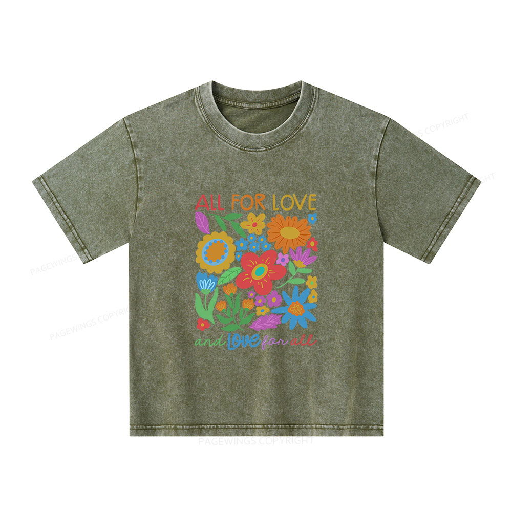 Pagewings All For Love Unisex Kids Washed T-shirt