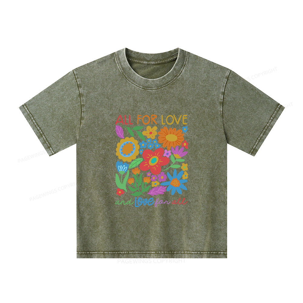 Pagewings All For Love Unisex Kids Washed T-shirt