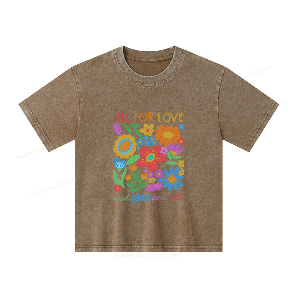 Pagewings All For Love Unisex Kids Washed T-shirt