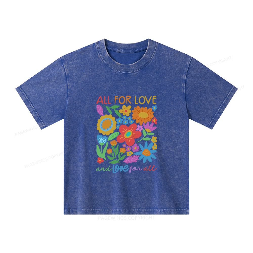 Pagewings All For Love Unisex Kids Washed T-shirt