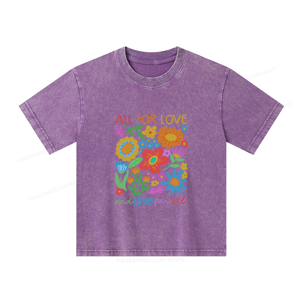 Pagewings All For Love Unisex Kids Washed T-shirt