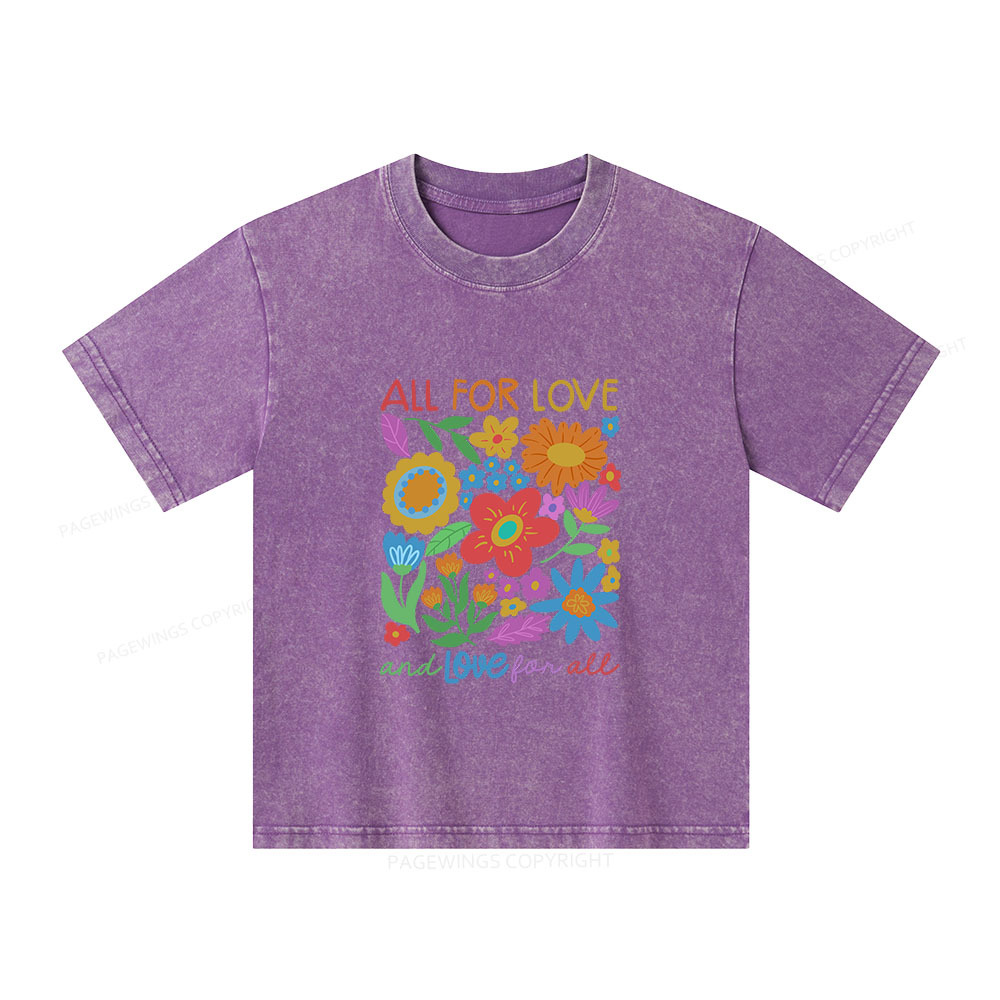 Pagewings All For Love Unisex Kids Washed T-shirt