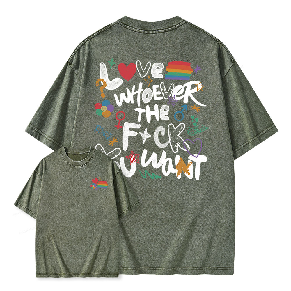 Pagewings Love Whoever The F*ck You Want Unisex Washed T-shirt