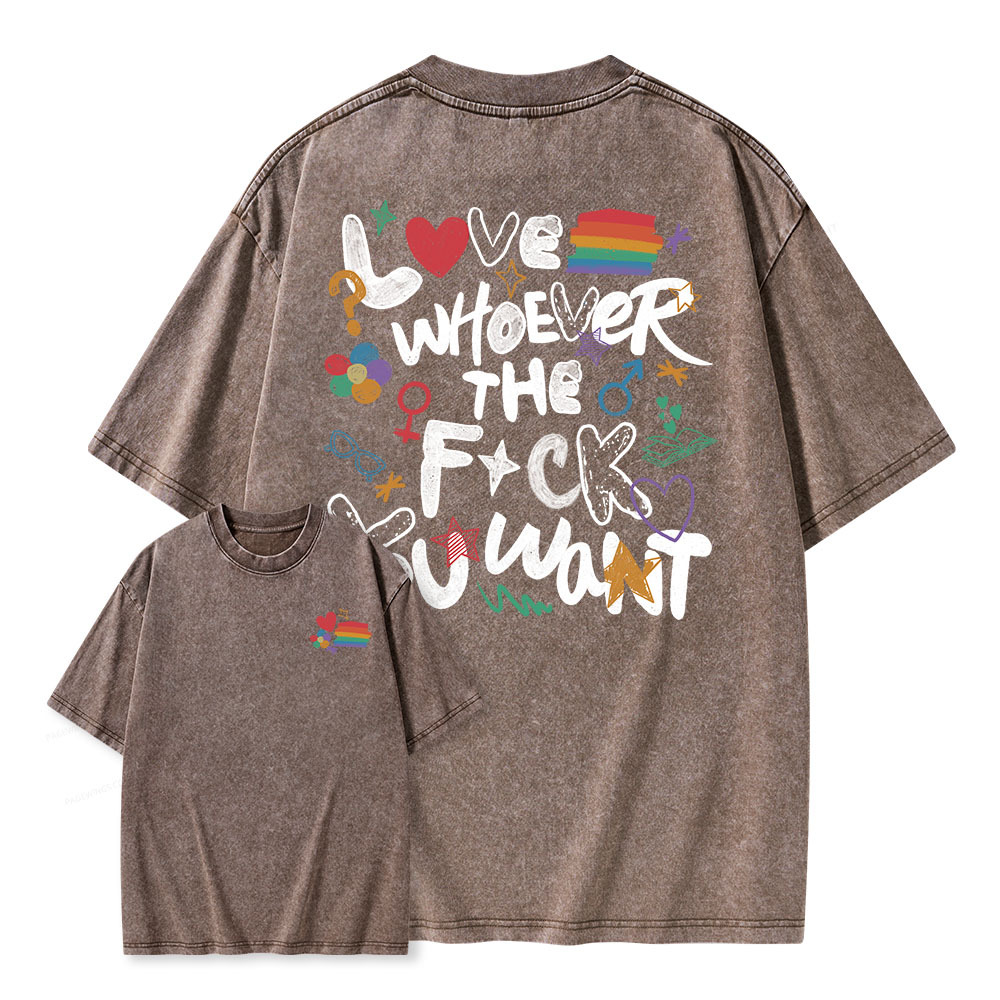Pagewings Love Whoever The F*ck You Want Unisex Washed T-shirt