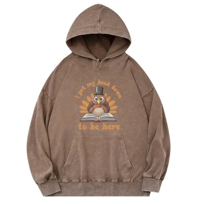 Pagewings Funny Thanksgiving Book Unisex Washed Hoodie