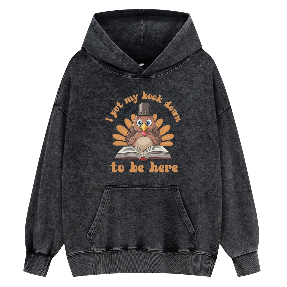 Pagewings Funny Thanksgiving Book Unisex Washed Hoodie