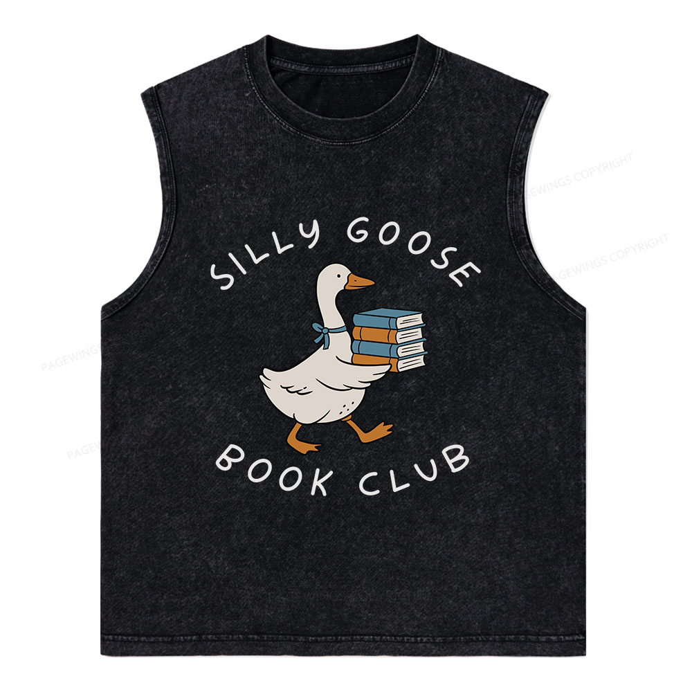 Pagewings Silly Goose Book Club Unisex Washed Tank Top