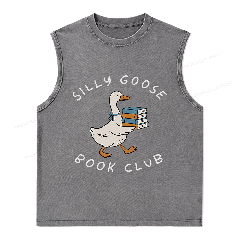 Pagewings Silly Goose Book Club Unisex Washed Tank Top