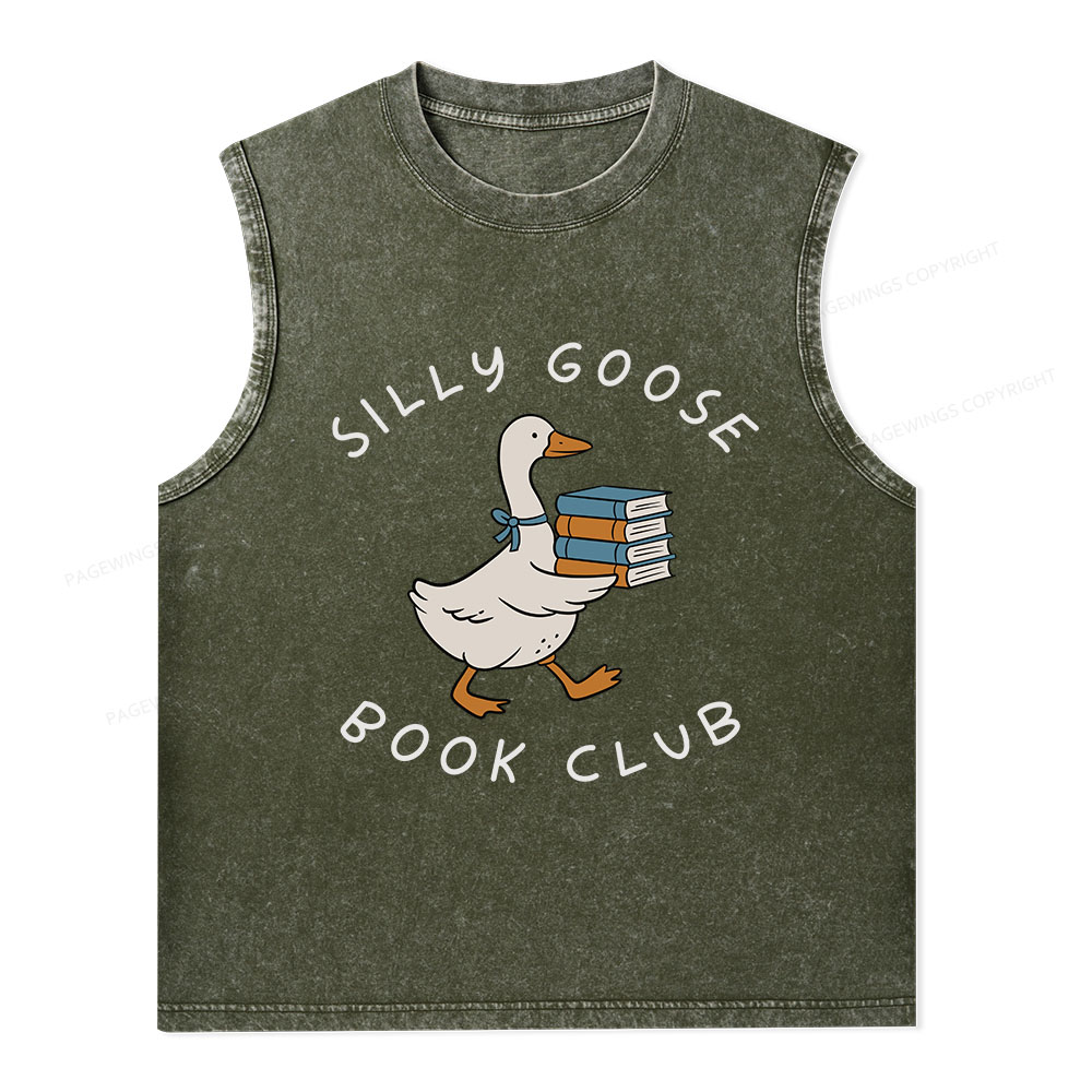 Pagewings Silly Goose Book Club Unisex Washed Tank Top
