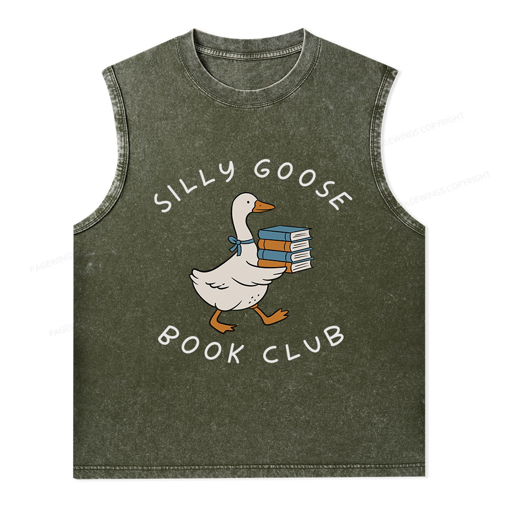 Pagewings Silly Goose Book Club Unisex Washed Tank Top