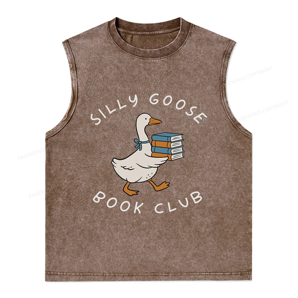 Pagewings Silly Goose Book Club Unisex Washed Tank Top