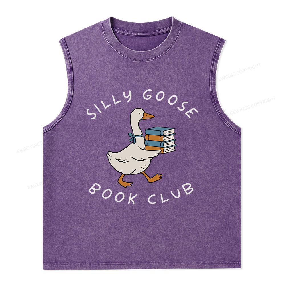 Pagewings Silly Goose Book Club Unisex Washed Tank Top