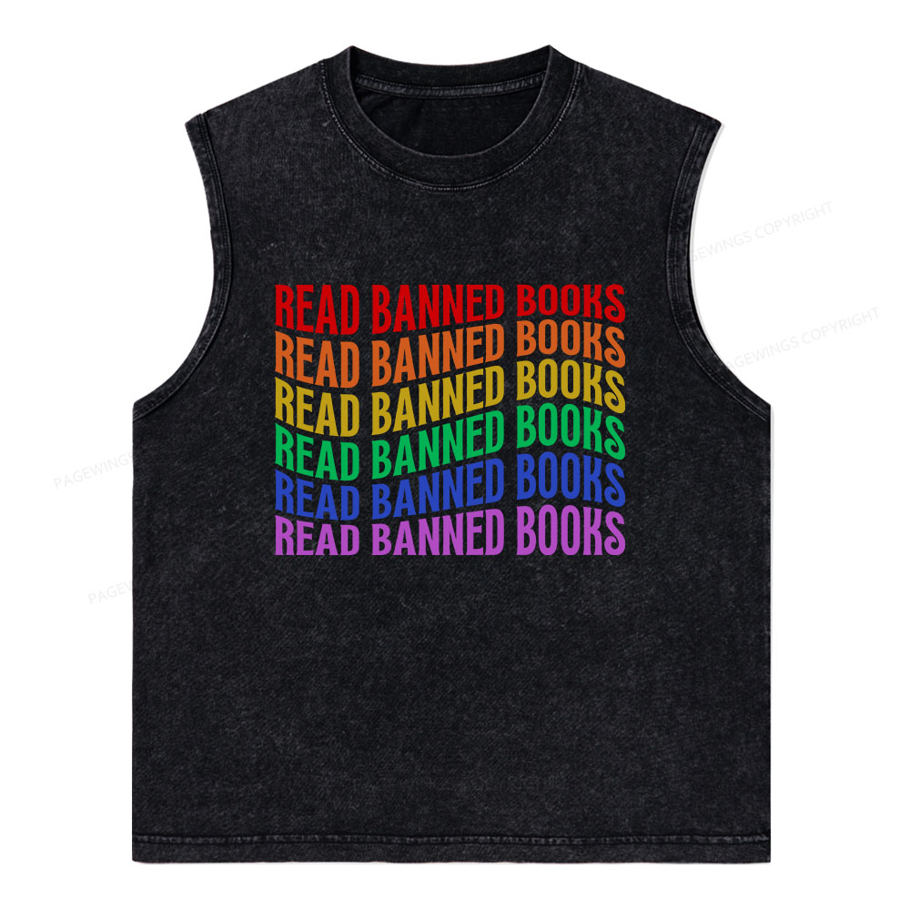 Pagewings Read Banned Books Unisex Washed Tank Top