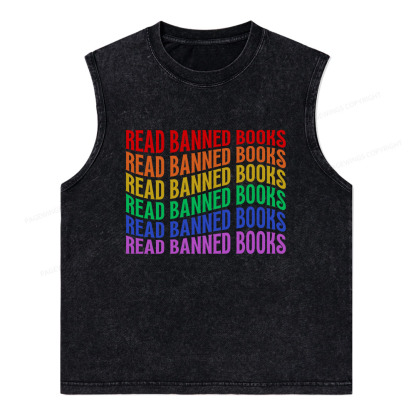 Pagewings Read Banned Books Unisex Washed Tank Top