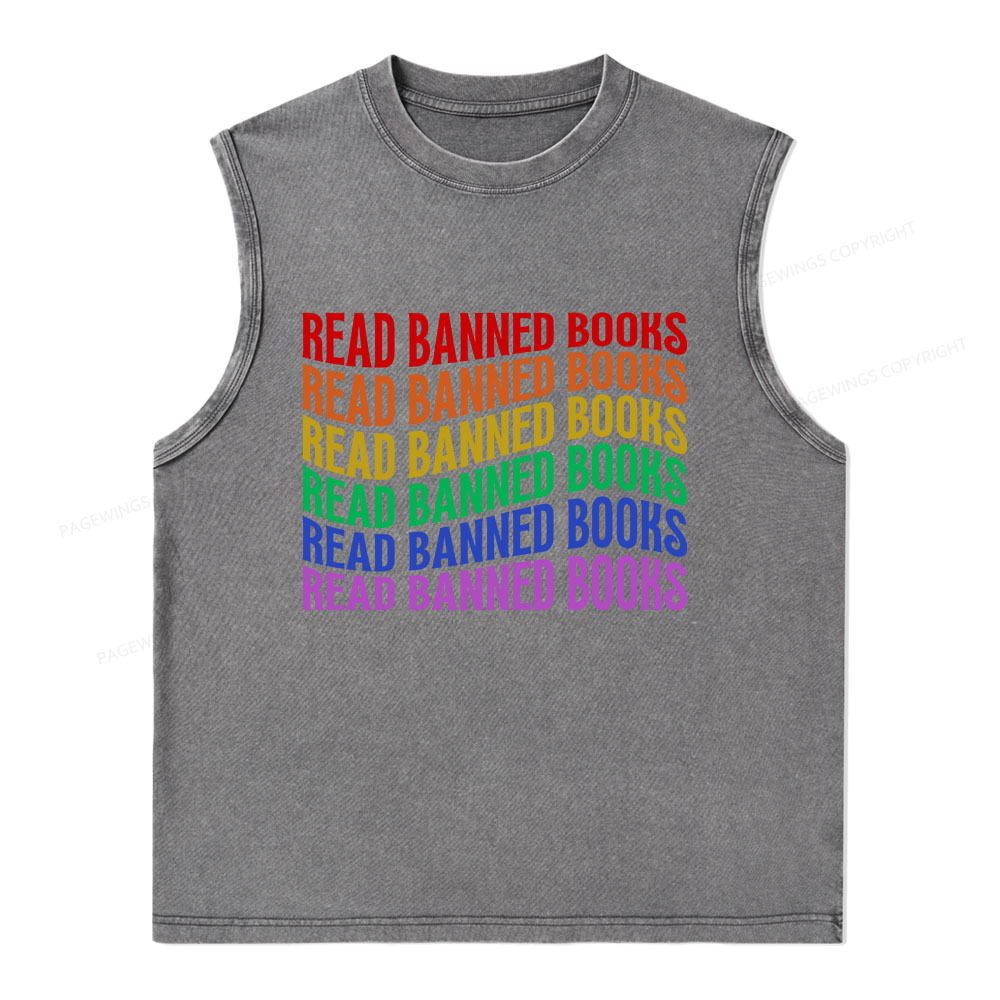 Pagewings Read Banned Books Unisex Washed Tank Top